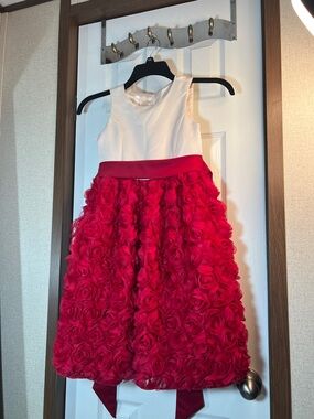 American Princess Ivory Bodice with Red Rosette Skirt Formal Dress